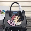 Imitation Prada Dual calf leather bag 1BA178 grey&black JH05487fJ59