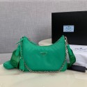 Imitation Prada Re-Edition 2005 nylon shoulder bag 1BH204 green JH05035vK93