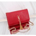 Imitation SAINT LAURENT Kate monogram medium crocodile-embossed leather shoulder bag A9288 red JH08025dW15