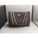 Imitation Valentino Starry Series Shopping Bag Original Sheepskin Leather 0346 Black JH09824cI42