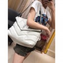 Imitation Yves Saint Laurent LOULOU PUFFER MEDIUM BAG IN QUILTED CRINKLED MATTE LEATHER Y577475 White JH07812UW57