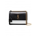 Knockoff 1:1 Yves Saint Laurent Calfskin Leather Shoulder Bag Y542206B black&white JH07761Wj74