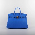 Knockoff 2015 Hermes Birkin 35CM H-35 gold hardware brilliant blue JH01844Jz41