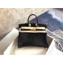 Knockoff AAA Hermes Birkin Bag Original Leather crocodile HBK35 black JH01192nQ90