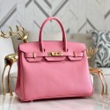 Knockoff Hermes original Epsom Leather HB35O pink&gold Metal JH01254Jz41