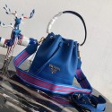 Knockoff Prada Leather bucket bag 1BE018 blue JH05269nE34