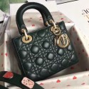 Luxury Dior lucky badges Original sheepskin Tote Bag A88035 Blackish green JH07301Kv15