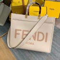 Luxury FENDI SUNSHINE MEDIUM beige leather shopper 8BH386A JH08481Kv15