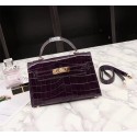 Luxury Hermes Kelly 19cm Tote Bag crocodile Leather KL19 purple JH01470vA83