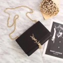 Luxury Replica YSL medium kate satchel grained leather 311227 black Gold chain JH08233Dg53