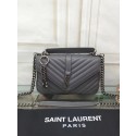 Luxury YSL Flap Bag Calfskin Leather 2508 Grey silver buckle JH08319ze26