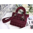 MEDIUM LADY D-LITE BAG Burgundy Cannage Embroidered Velvet M0565OW JH06886rC81