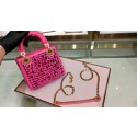 MINI LADY DIOR BAG WITH CHAIN SMOOTH CALFSKIN EMBROIDERED WITH A MOSAIC OF MIRRORS M0598 rose JH07459EW49