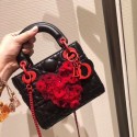 MINI LADY DIOR LAMBSKIN BAG M4245 BLACK&RED JH07174xs19