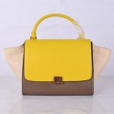 New Celine Trapeze Bag Original Leather 8803-7 Yellow&Khaki&White JH06317rZ14