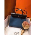 New Hermes Herbag 31CM Original Canvas Leather & Calfskin 45987 Blue&Black JH01237rZ14