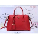 New Prada litchi leather two-handle bag 0889 red JH05727rZ14