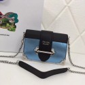 Prada Cahier calf leather bag 1BH018 blue JH05391aT18