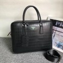 Prada Crocodile Leather Briefcase 2VE368 black JH05372iO55