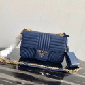 Prada Diagramme medium leather bag 1BD108 blue JH05236lp62