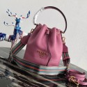 Prada Leather bucket bag 1BE018 rose JH05270Am73