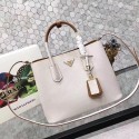 prada medium saffiano lux tote original leather bag bn2755 white&tan JH05622cJ39