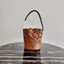 Prada Original Leather Woven Pattern Bucket Bag 1BG049 apricot JH04945DO87