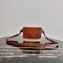 Prada Saffiano leather mini shoulder bag 1BD043 brown JH04966HM85