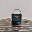 Prada Saffiano leather Prada Symbole bag 1BN021 blackish green JH04886Js15