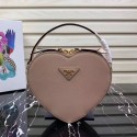 Prada Saffiano Original Leather Tote Heart Bag 1BH144 Pink JH05182RI33