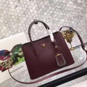 Replica 1:1 Prada Saffiano Cuir Original Leather Tote Bag bn2755 burgundy&gray JH05634YC47