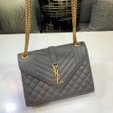 Replica AAAAA SAINT LAURENT Medium satchel 487206 grey JH07897Sy67