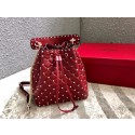 Replica AAAAA VALENTINO Rockstud leather bucket bag 0059L red JH09835st72