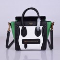 Replica Celine Luggage Nano Bag Original Leather 8802-9 Black&White&Green JH06319aG64