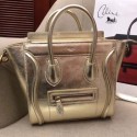 Replica CELINE MICRO LUGGAGE HANDBAG IN LAMINATED LAMBSKIN 189793 GOLD JH05970dA35