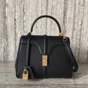 Replica CELINE SMALL 16 BAG IN SATINATED CALFSKIN 188003 black JH06010Oh34