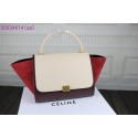 Replica Celine Trapeze Bag Original Leather 3342-1 off white&purplish red&red JH06504HV92