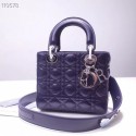 Replica Dior lucky badges Original sheepskin Tote Bag A88035 dark blue JH07227WR79