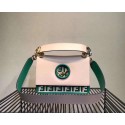 Replica FENDI Kan I Leather Shoulder Bag 8BT284 white&green JH08649EX20