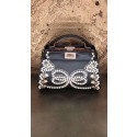 Replica Fendi PEEKABOO MINI Exotic leather bag 8BN244S black JH08607pe68