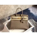 Replica Hermes Birkin Bag Original Leather crocodile HBK35 grey JH01190kq23