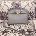 Replica Hermes Birkin H25 litchi grain gray JH01780kq23