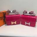 Replica Hermes Constance Bag Croco Leather H6811 rose JH01647nn76