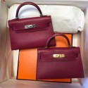 Replica Hermes Kelly 20cm Tote Bag Original Epsom Leather KL20 fuchsia JH01532pb70