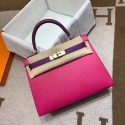 Replica Hermes Kelly 28cm Shoulder Bags Epsom Leather KL28 Plum red&purple JH01415Pg26