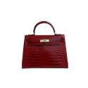 Replica Hermes Kelly 32cm Shoulder Bag Red Croco Patent Leather K32 Gold JH01401Qz32