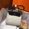 Replica Hermes mini Herbag Original Canvas Leather & Calfskin 45987 Offwhite&Black JH01182Aj18