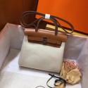 Replica Hermes mini Herbag Original Canvas Leather & Calfskin 45987 Offwhite&brown JH01181vX33