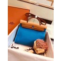 Replica Hermes original canvas&calfskin leather herbag H45987 blue with apricot JH01595XB19