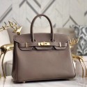 Replica Hermes original Epsom Leather HB35O grey&gold Metal JH01239aG64